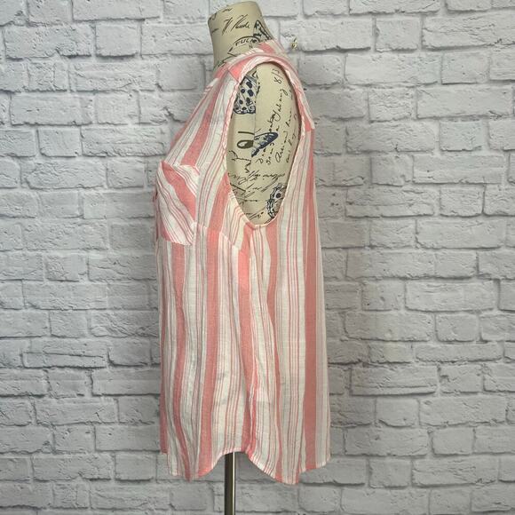 Torrid Coral Pink Striped Tank Blouse - Plus Size 1 - Picture 4 of 6
